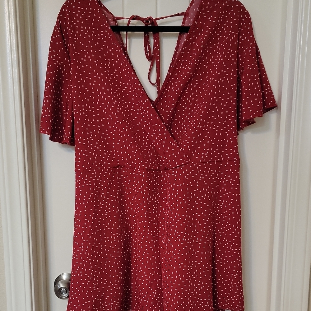 SHEIN Curve Red Polka Dot Romper